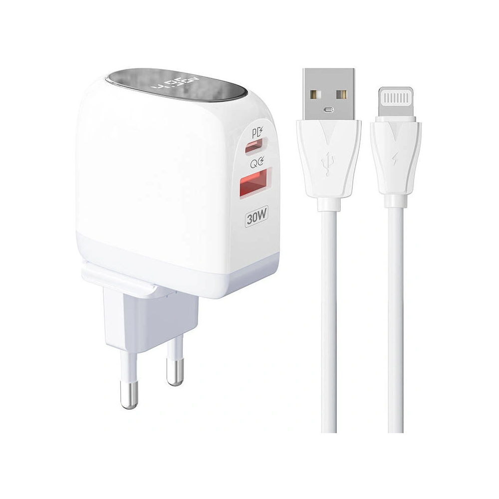 Wholesale LDNIO A2522C Wall Charger USB-A, USB-C 30W + Lightning cable - LDN166 - {ean13} - Hurt