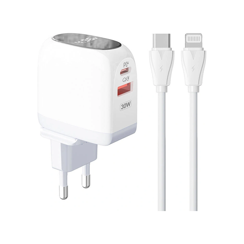 Wholesale LDNIO A2522C Wall Charger USB-A, USB-C 30W + USB-C/Lightning cable - LDN169 - {ean13} - Hurt