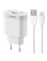 Hálózati töltő LDNIO A303Q USB-A 18W + Lightning kábel