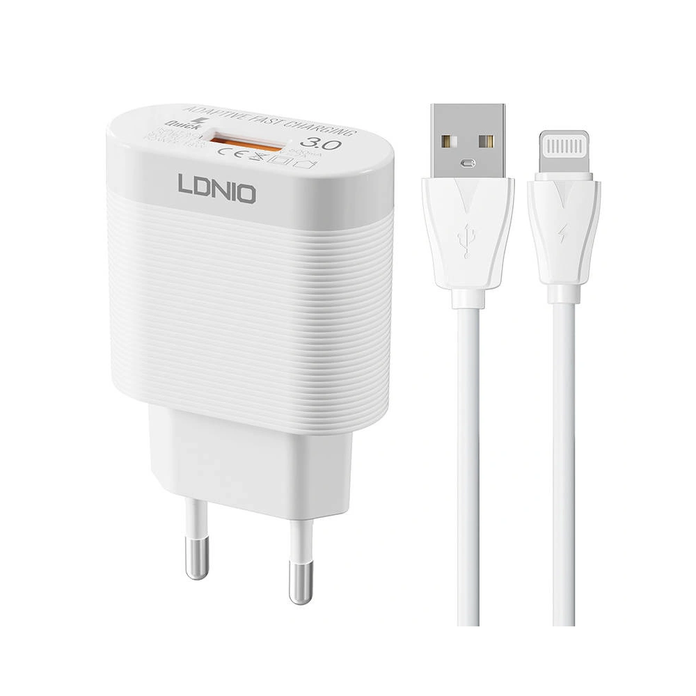 Hurtownia GSM - Netzteil LDNIO A303Q USB-A 18W + Lightning-Kabel - LDN174 - {ean13} - Hurt