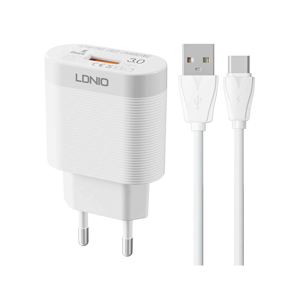 Hurtownia GSM - Síťová nabíječka LDNIO A303Q USB-A 18W + kabel USB-C - LDN176 - {ean13} - Hurt