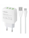 LDNIO A3312 Wall Charger 3xUSB-A + microUSB cable