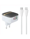 Síťová nabíječka LDNIO A3513Q 2xUSB-A, USB-C 32W + kabel USB-C/Lightning