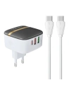 Síťová nabíječka LDNIO A3513Q 2xUSB-A, USB-C 32W + kabel USB-C/USB-C