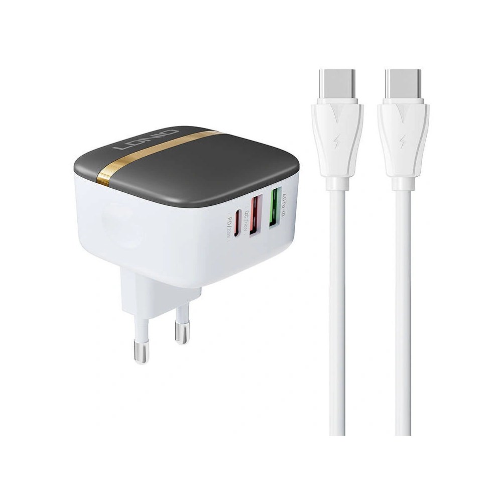 Hurtownia GSM - Încărcător de rețea LDNIO A3513Q 2xUSB-A, USB-C 32W + cablu USB-C/USB-C - LDN187 - {ean13} - Hurt
