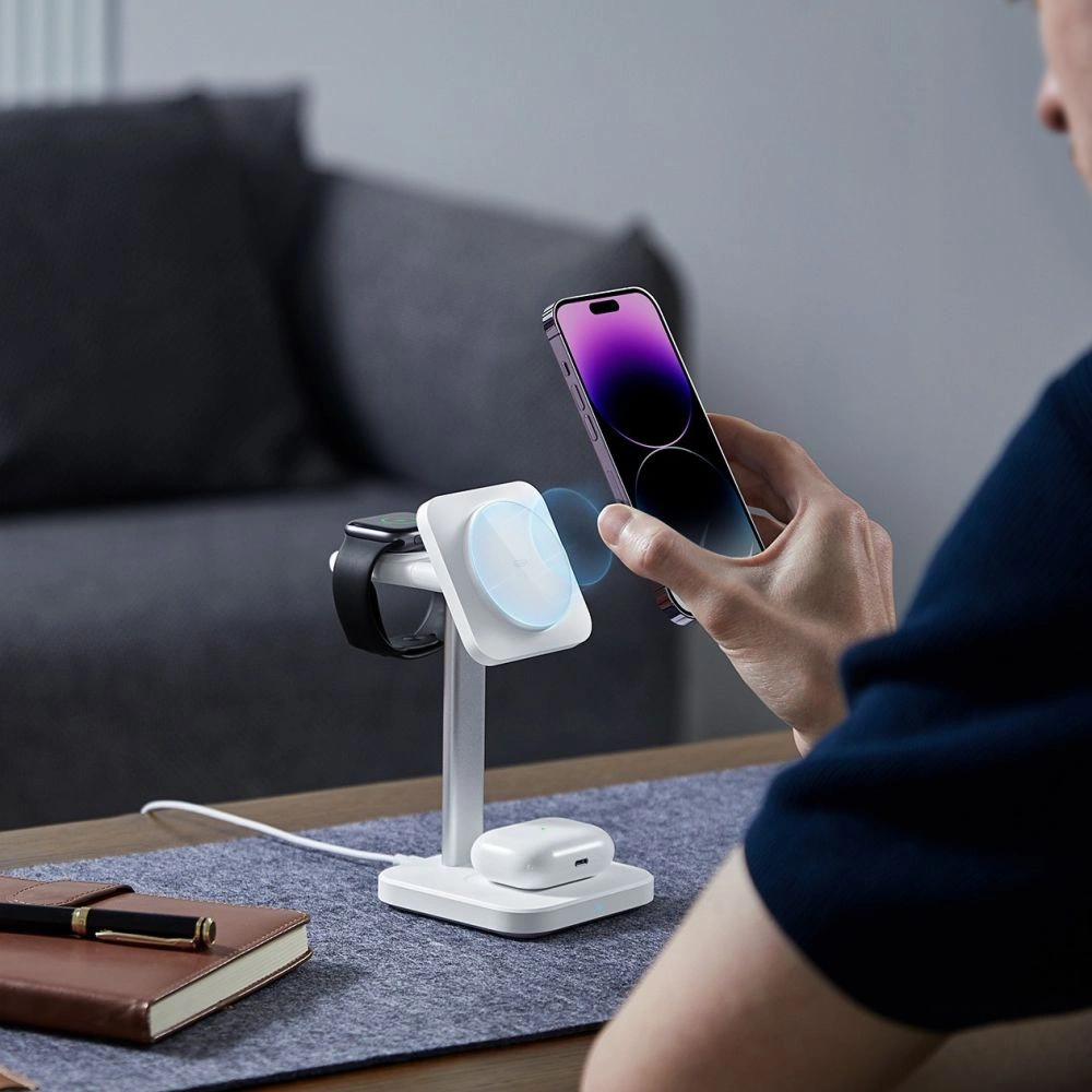 Hurtownia GSM - Încărcător wireless ESR Halolock 3in1 Watch Magnetic MagSafe Wireless Charger Alb - ESR671 - {ean13} - Hurt