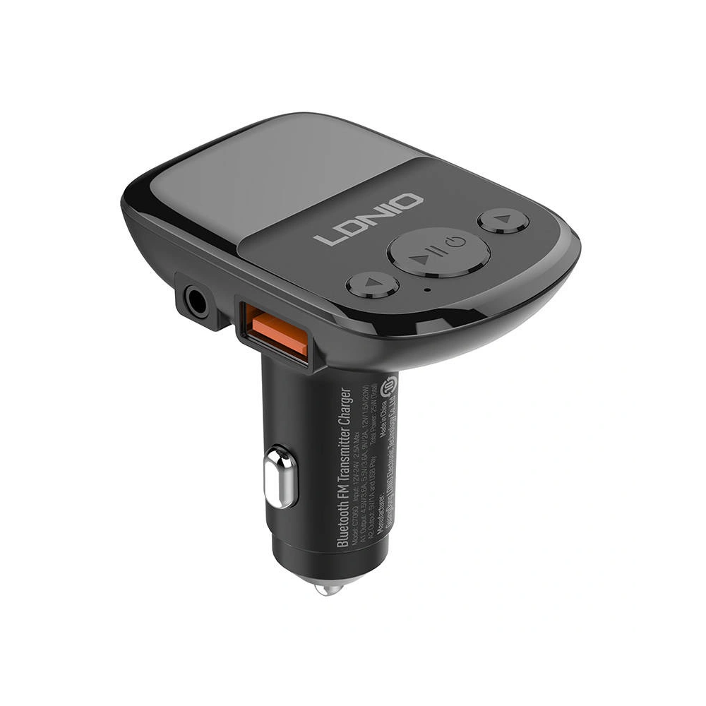 Hurtownia GSM - Transmițător FM LDNIO C706Q, Bluetooth 2xUSB-A, AUX + cablu USB-C - LDN194 - {ean13} - Hurt