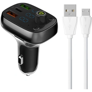Hurtownia GSM - Transmiter FM LDNIO C704Q Bluetooth 2xUSB-A, USB-C + kabel microUSB - LDN204 - {ean13} - Hurt