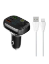 Hurtownia GSM - Transmiter FM LDNIO C704Q Bluetooth 2xUSB-A, USB-C + kabel Lightning - LDN205 - {ean13} - Hurt