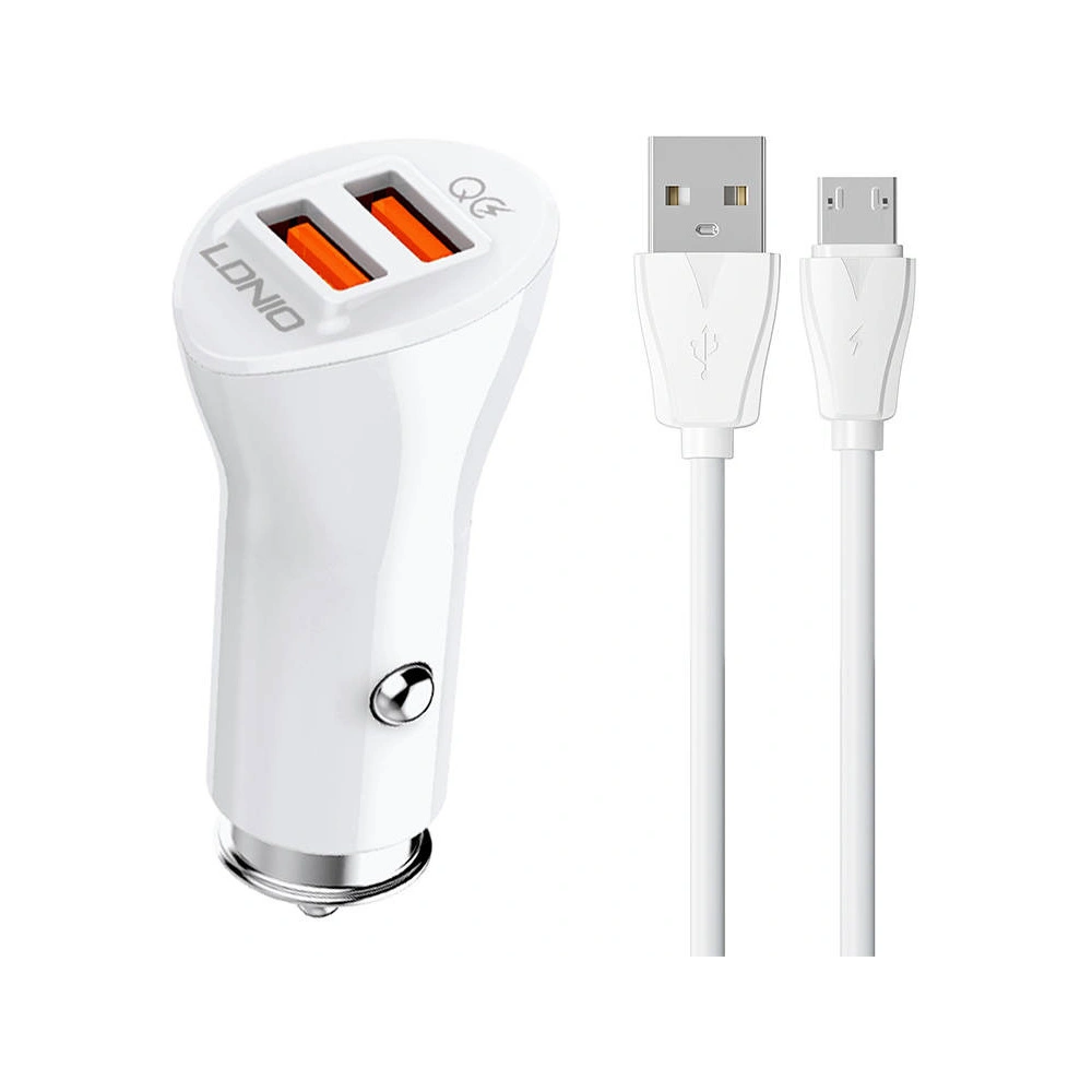 Hurtownia GSM - Autonabíječka LDNIO C511Q 2xUSB-A + microUSB kabel - LDN207 - {ean13} - Hurt