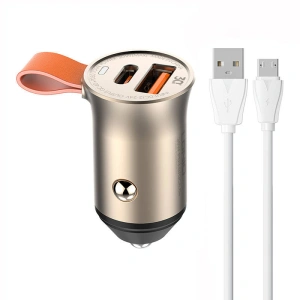 Ładowarka samochodowa LDNIO C509Q USB-A, USB-C 30W + kabel microUSB