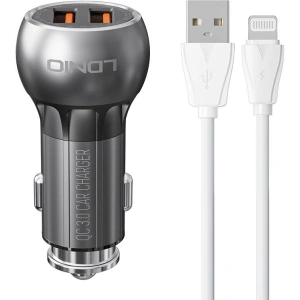 Ładowarka samochodowa LDNIO C503Q 2xUSB-A + kabel Lightning