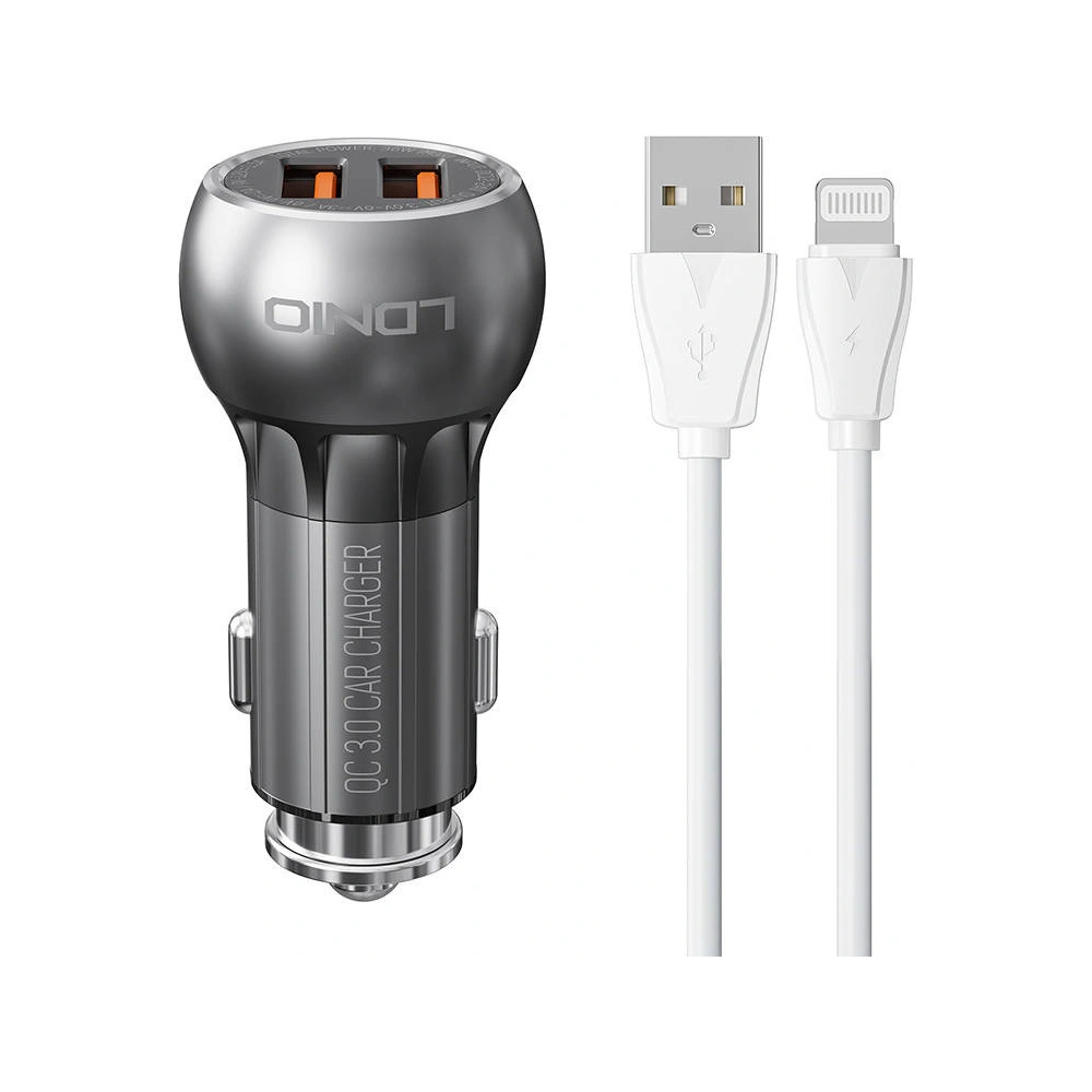 Hurtownia GSM - Auto nabíječka LDNIO C503Q 2xUSB-A + Lightning kabel - LDN225 - {ean13} - Hurt