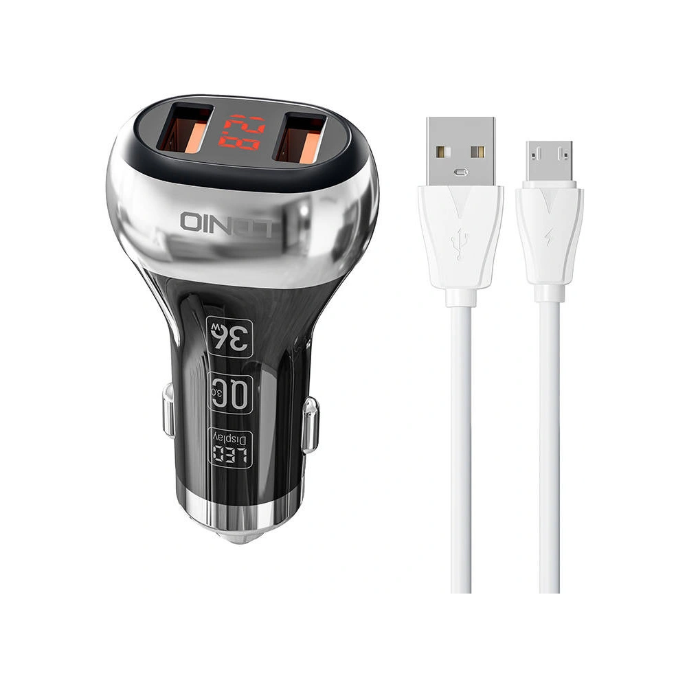 Hurtownia GSM - Auto nabíječka LDNIO C2 2xUSB-A + microUSB kabel - LDN227 - {ean13} - Hurt