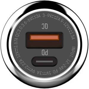 Ładowarka samochodowa LDNIO C1 USB-A, USB-C + kabel USB-C/USB-C