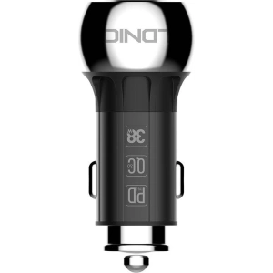 Ładowarka samochodowa LDNIO C1 USB-A, USB-C + kabel USB-C/Lightning