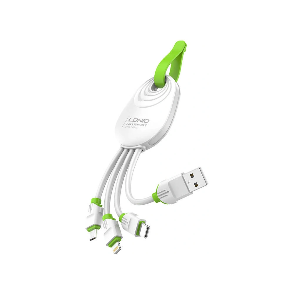 Hurtownia GSM - Kábel LDNIO LC95 3w1 USB-A - USB-C/Lightning/microUSB, 15cm - LDN280 - {ean13} - Hurt
