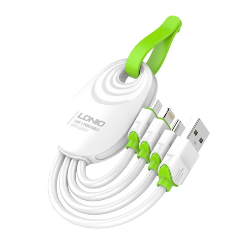 Kabel LDNIO LC95 3w1 USB-A - USB-C/Lightning/microUSB, 15cm