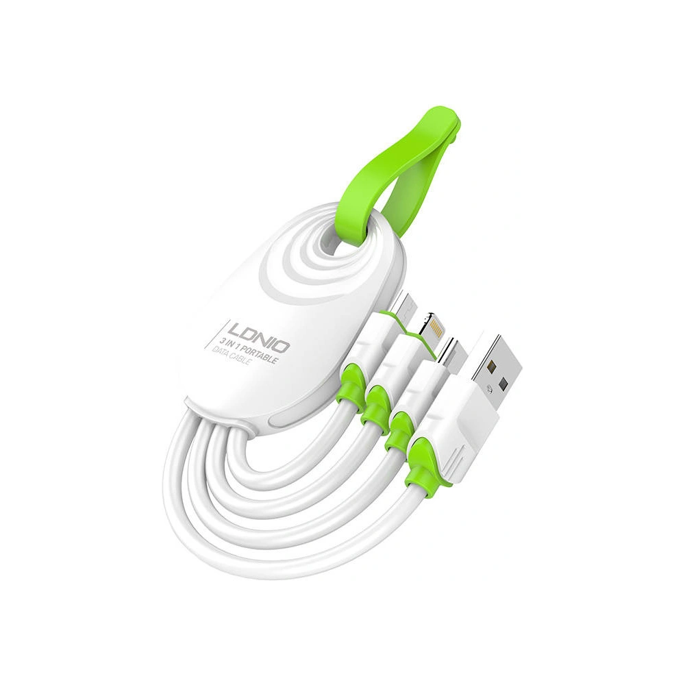 Hurtownia GSM - Kábel LDNIO LC95 3w1 USB-A - USB-C/Lightning/microUSB, 15cm - LDN280 - {ean13} - Hurt