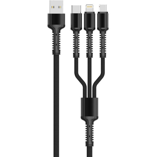 Hurtownia LDNIO - 6933138640937 - LDN281 - Kabel LDNIO LC93 3w1 USB-A - USB-C/Lightning/microUSB, 3.4A (czarny) - B2B homescreen