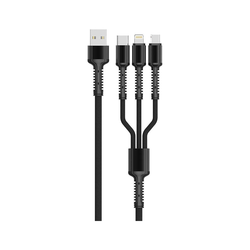 Hurtownia GSM - Kábel LDNIO LC93 3w1 USB-A - USB-C/Lightning/microUSB, 3.4A (fekete) - LDN281 - {ean13} - Hurt