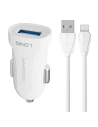 Autoladegerät LDNIO DL-C17, 1x USB, 12W + Lightning-Kabel (weiß)