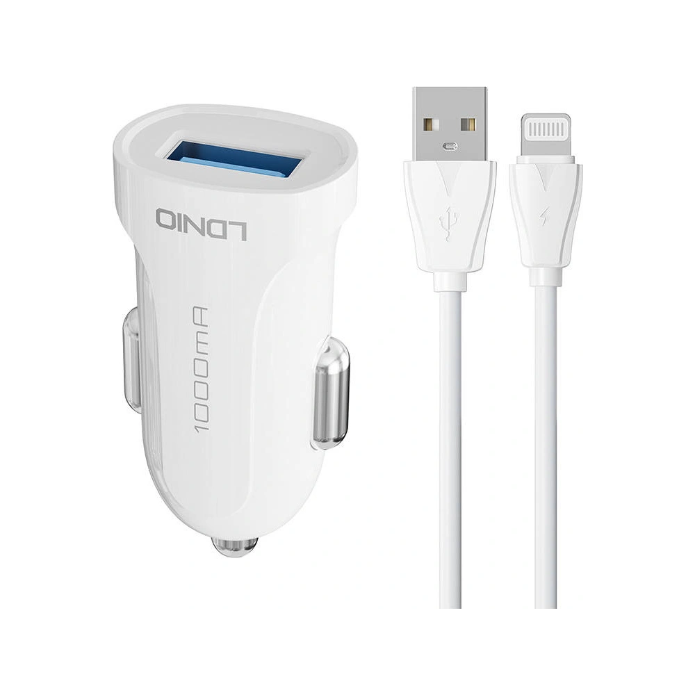 Hurtownia GSM - Autoladegerät LDNIO DL-C17, 1x USB, 12W + Lightning-Kabel (weiß) - LDN298 - {ean13} - Hurt