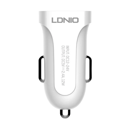 Ładowarka samochodowa LDNIO DL-C17, 1x USB, 12W + kabel Lightning (biała)