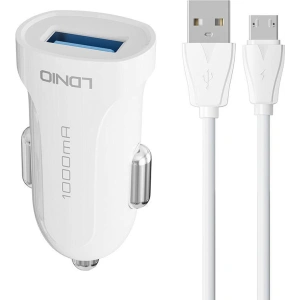 Wholesale LDNIO DL-C17 Car Charger, 1x USB, 12W + microUSB cable (white) - LDN299 - {ean13} - Hurt