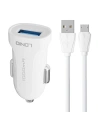 Ładowarka samochodowa LDNIO DL-C17, 1x USB, 12W + kabel microUSB (biała)