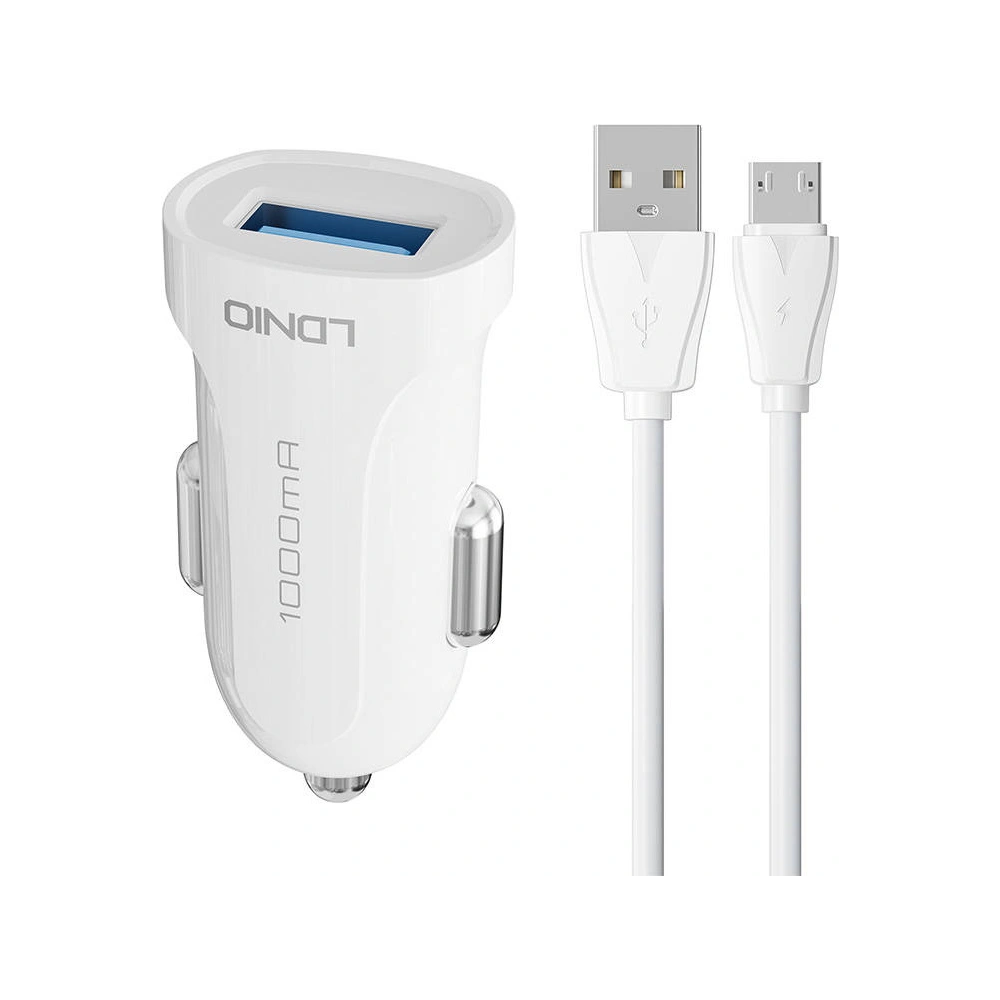 Hurtownia GSM - Auto nabíječka LDNIO DL-C17, 1x USB, 12W + microUSB kabel (bílá) - LDN299 - {ean13} - Hurt