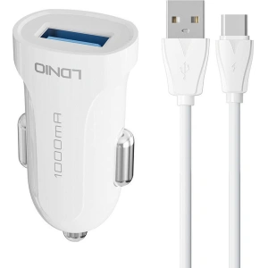 Wholesale LDNIO DL-C17 Car Charger, 1x USB, 12W + USB-C cable (white) - LDN300 - {ean13} - Hurt