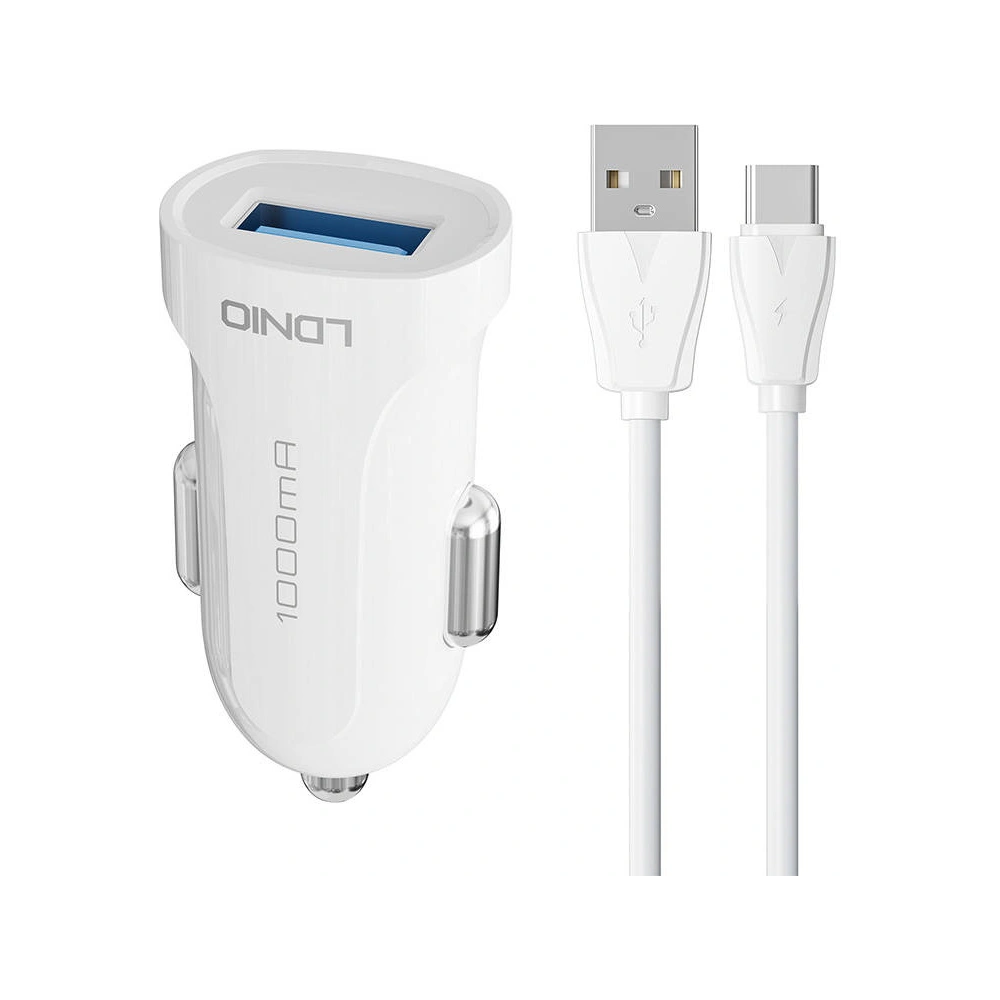 Hurtownia GSM - Auto nabíječka LDNIO DL-C17, 1x USB, 12W + USB-C kabel (bílá) - LDN300 - {ean13} - Hurt