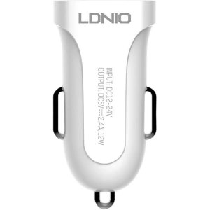 Auto nabíječka LDNIO DL-C17, 1x USB, 12W + USB-C kabel (bílá)