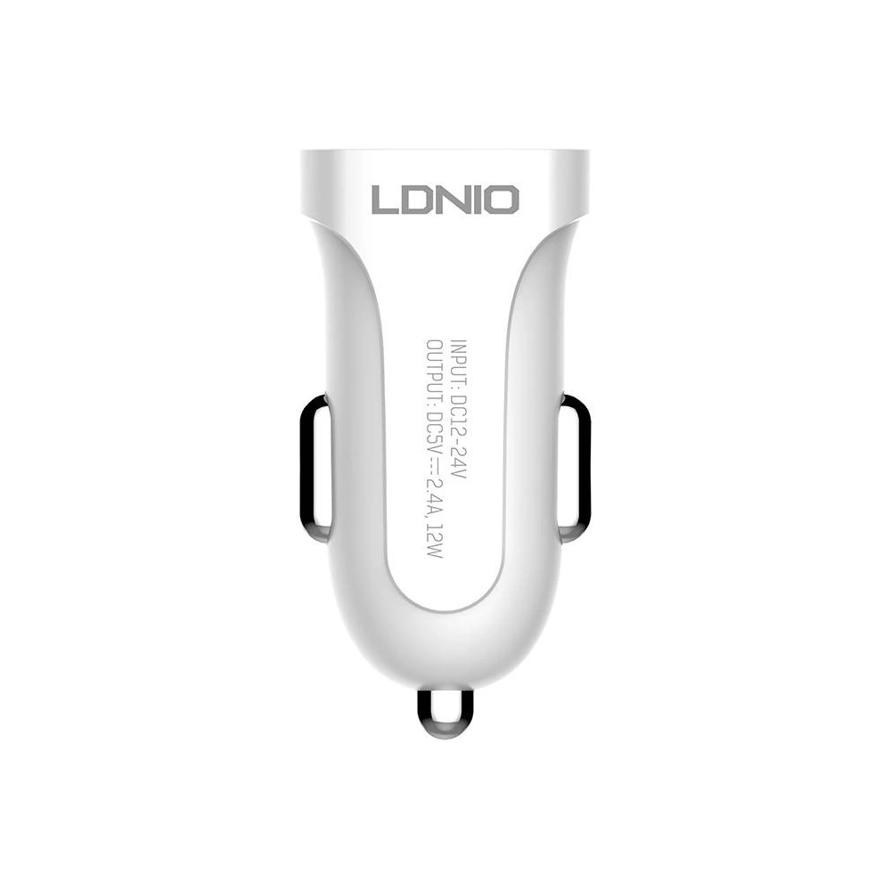 Hurtownia GSM - Încărcător auto LDNIO DL-C17, 1x USB, 12W + cablu USB-C (alb) - LDN300 - {ean13} - Hurt