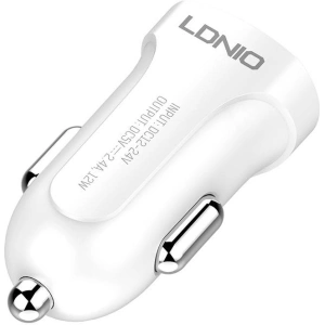 Auto nabíječka LDNIO DL-C17, 1x USB, 12W + USB-C kabel (bílá)