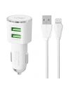 Automobilová nabíječka LDNIO DL-C29, 2x USB, 3.4A + Lightning kabel (bílá)