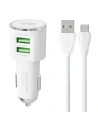 Auto nabíječka LDNIO DL-C29, 2x USB, 3.4A + microUSB kabel (bílá)