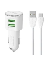 Autonabíječka LDNIO DL-C29, 2x USB, 3.4A + USB-C kabel (bílá)