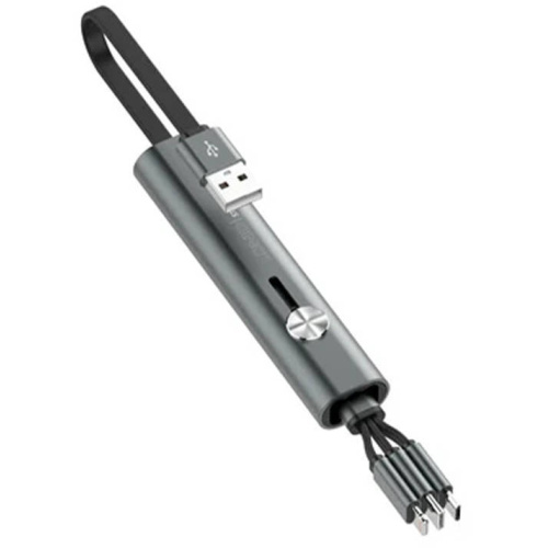 Baseus Distributor - 6933138690925 - BSU4026 - Baseus Fabric 3in1 USB-A - USB-C/Lightning/microUSB Cable 3,5A 1,7m (gray) - B2B homescreen