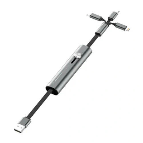 Kabel Baseus Fabric 3w1 USB-A - USB-C/Lightning/microUSB 3,5A 1,7m (szary)