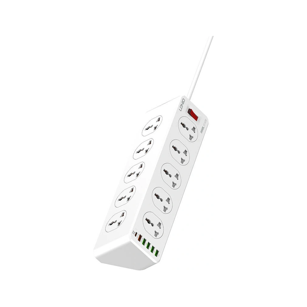 Hurtownia GSM - Napájecí lišta LDNIO SC10610 10x AC, 5x USB-A, 1x USB-C, 2500W, 2m (bílá) - LDN317 - {ean13} - Hurt