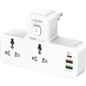 Wholesale LDNIO SC2311 Power Strip 2x AC, 2USB, USB-C, 2500W with night lamp (white) - LDN318 - {ean13} - Hurt