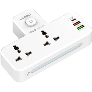 Wholesale LDNIO SC2311 Power Strip 2x AC, 2USB, USB-C, 2500W with night lamp (white) - LDN318 - {ean13} - Hurt