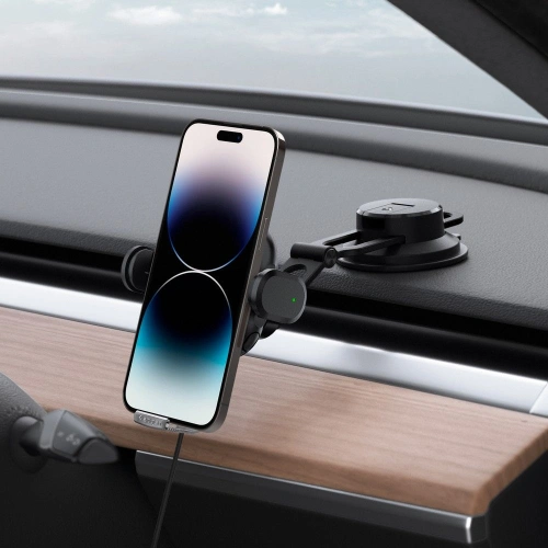 Uchwyt samochodowy z ładowarką bezprzewodową Spigen UTS35W OneTap Universal Windshield & Dashboard Car Mount Wireless Charger Black