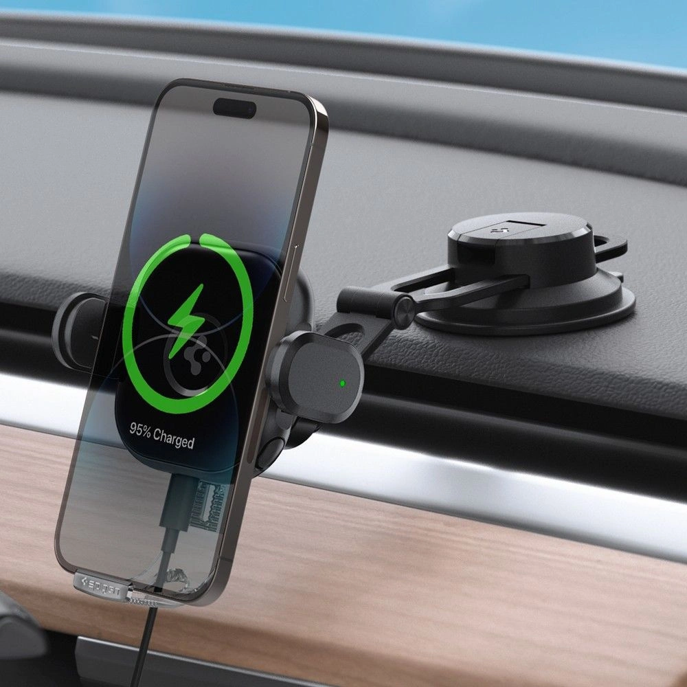 Hurtownia GSM - Uchwyt auto cu încărcător wireless Spigen UTS35W OneTap Universal pentru parbriz și tabloul de bord Încărcător wireless Negru - SPN2854 - {ean13} - Hurt