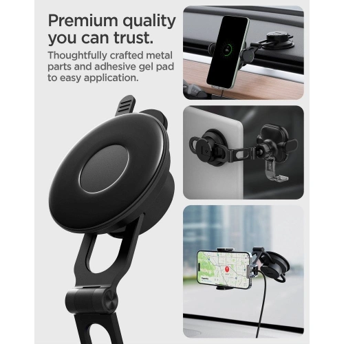Uchwyt samochodowy z ładowarką bezprzewodową Spigen UTS35W OneTap Universal Windshield & Dashboard Car Mount Wireless Charger Black