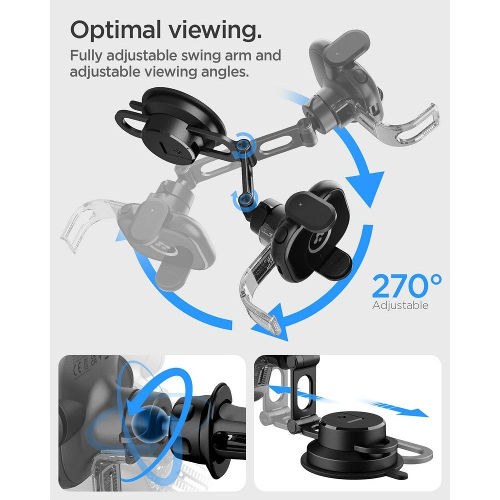 Wholesale Spigen UTS35W OneTap Universal Windshield & Dashboard Car Mount Wireless Charger Black - SPN2854 - {ean13} - Hurt