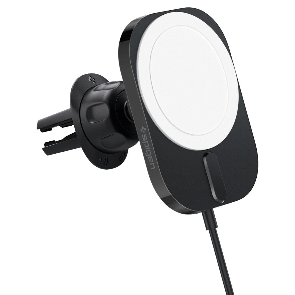 Hurtownia GSM - Autós tartó vezeték nélküli töltővel Spigen ITM12W OneTap Pro 3 Magnetic MagSafe szellőző autós tartó vezeték nélküli töltő Fekete - SPN2855 - {ean13} - Hurt