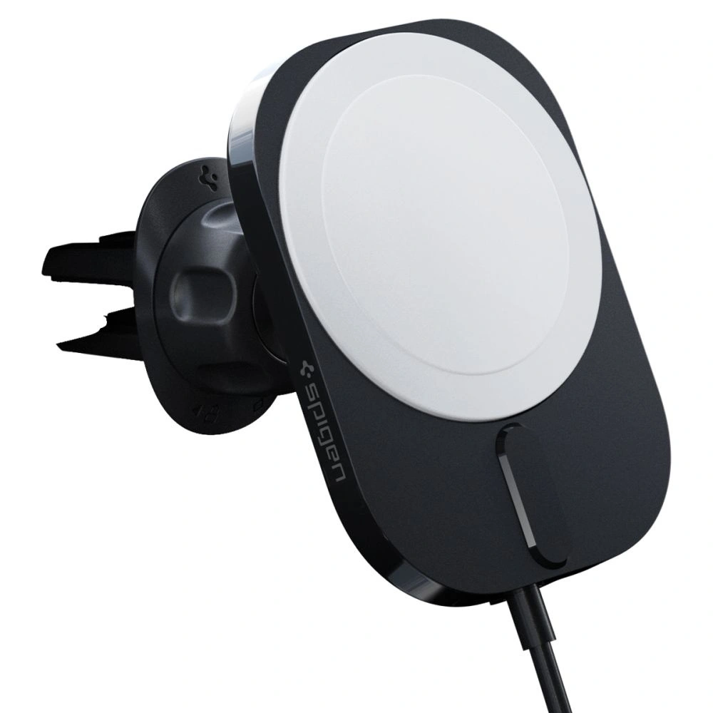 Hurtownia GSM - Autós tartó vezeték nélküli töltővel Spigen ITM12W OneTap Pro 3 Magnetic MagSafe szellőző autós tartó vezeték nélküli töltő Fekete - SPN2855 - {ean13} - Hurt